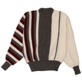 Vintage Womens Batwing Crew Neck Jumper Sweater UK 14 Medium White Striped