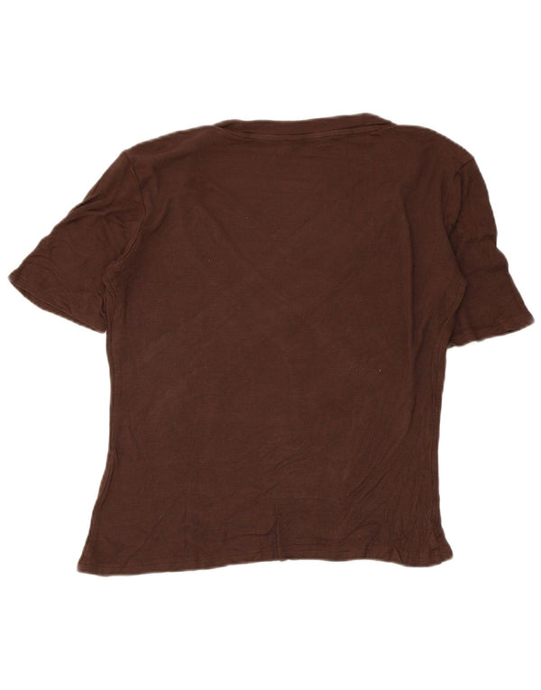Zara Womens T-Shirt Top UK 12 Medium Brown
