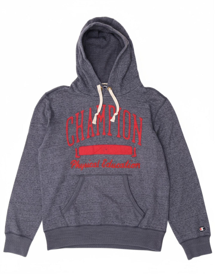 CHAMPION Mens Graphic Hoodie Jumper Medium Blue Flecked