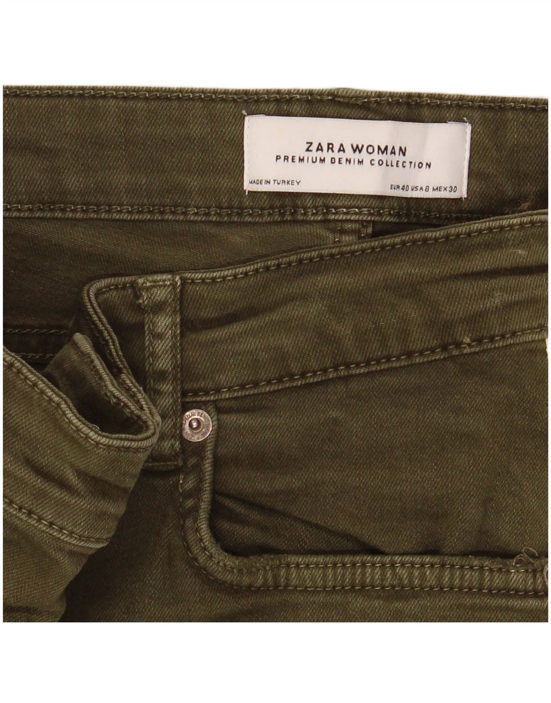 Zara Womens Slim Jeans EU 40 Medium W30 L27 Khaki Colourblock