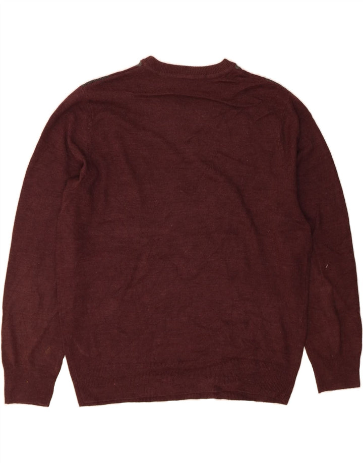 DOCKERS Mens Crew Neck Jumper Sweater Large Maroon Argyle/Diamond Acrylic Vintage Dockers and Second-Hand Dockers from Messina Hembry 