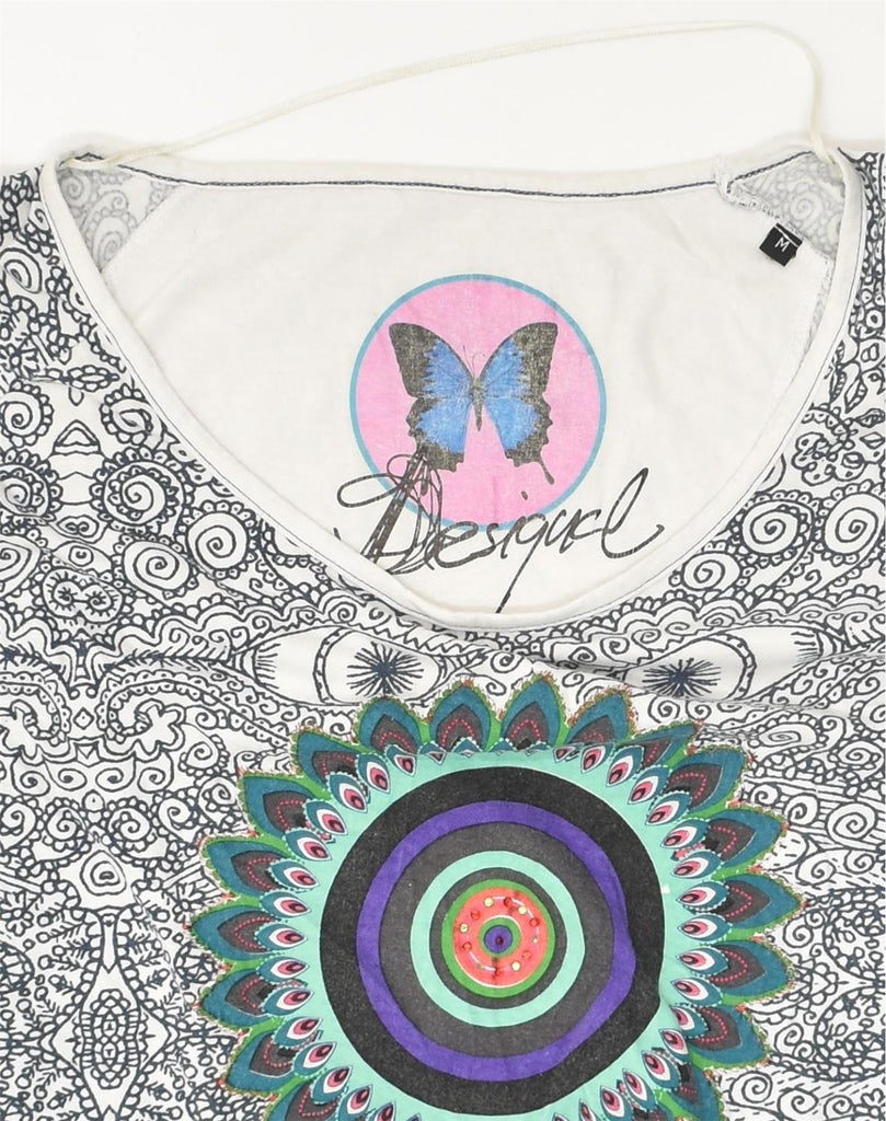 DESIGUAL Womens Graphic Vest Top UK 14 Medium Grey Paisley Cotton | Vintage Desigual | Thrift | Second-Hand Desigual | Used Clothing | Messina Hembry 