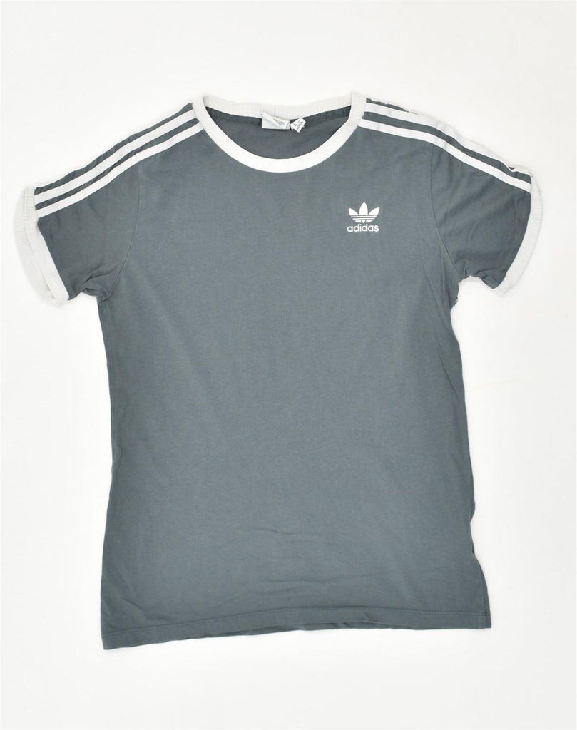 ADIDAS Womens T-Shirt Top UK 12 Medium  Grey Cotton | Vintage Adidas | Thrift | Second-Hand Adidas | Used Clothing | Messina Hembry 