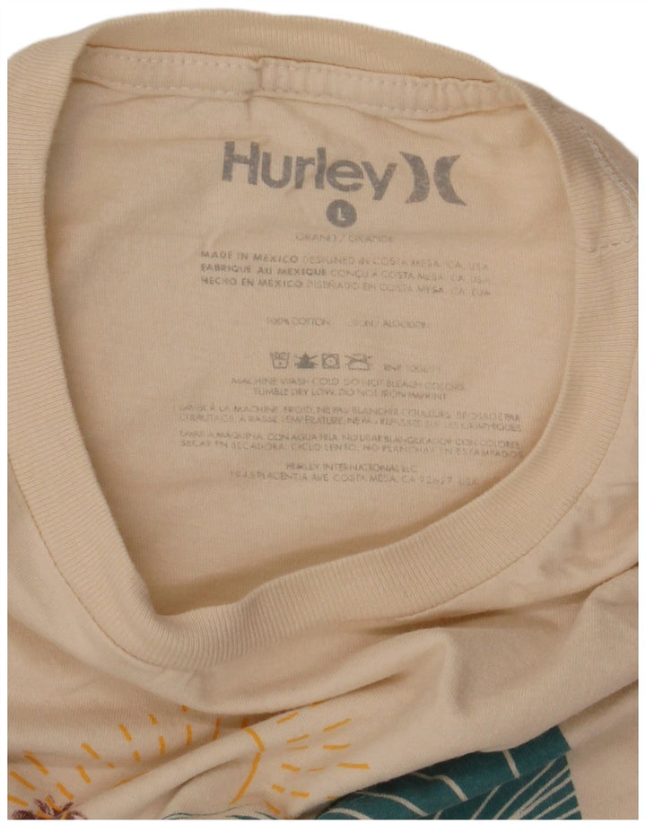 Hurley Mens Graphic T-Shirt Top Large Off White Cotton
