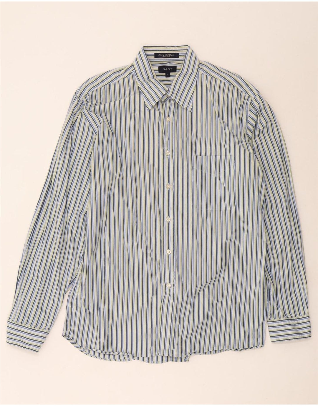 Gant Mens Regular Fit Shirt Large Blue Striped Cotton