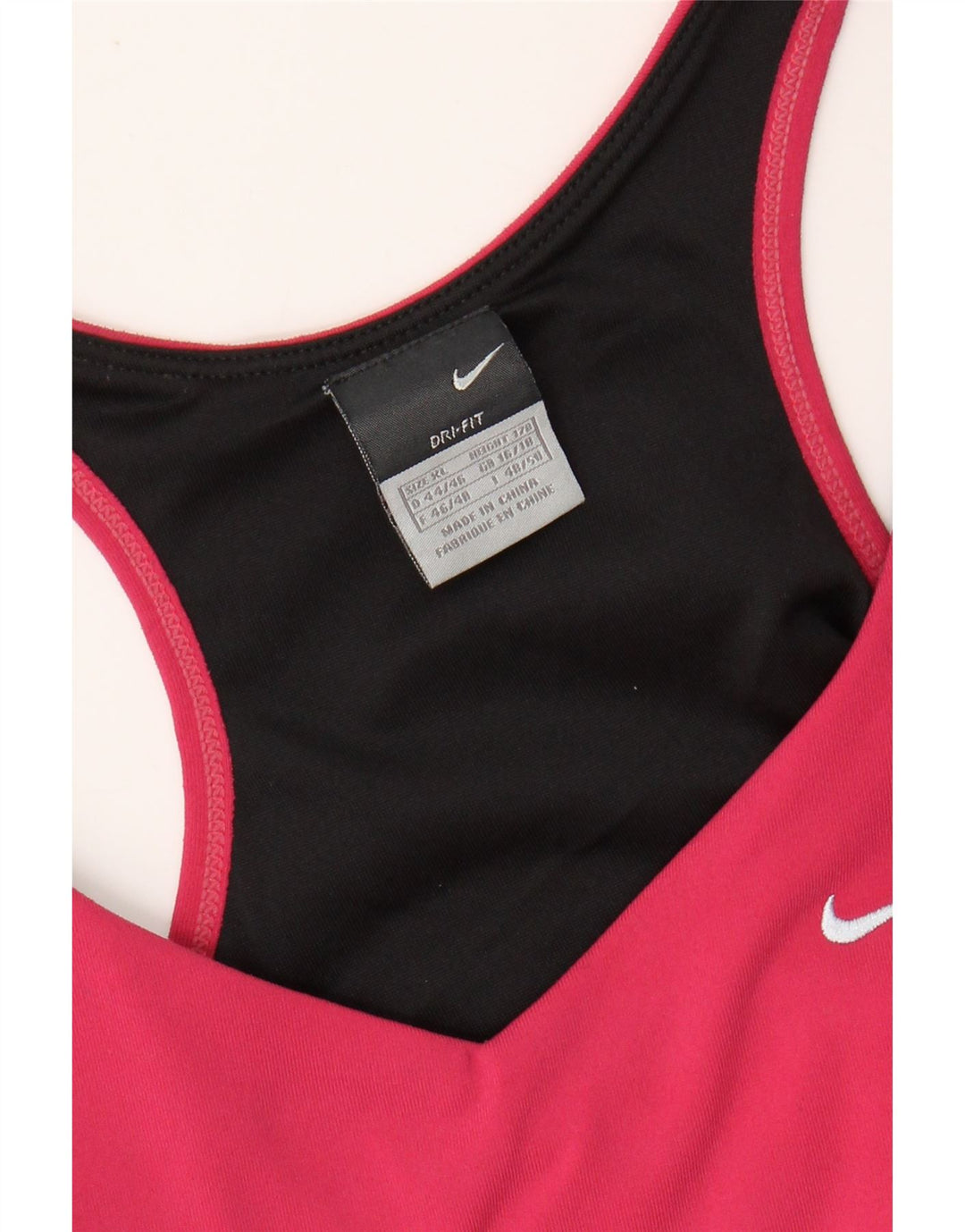 NIKE Womens Dri Fit Crop Vest Top UK 16/18 XL Pink Colourblock