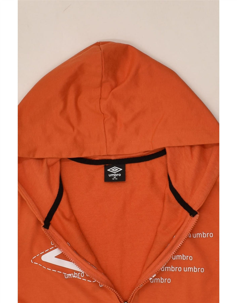 UMBRO Boys Graphic Zip Hoodie Sweater 13-14 Years Medium Orange Cotton | Vintage Umbro | Thrift | Second-Hand Umbro | Used Clothing | Messina Hembry 