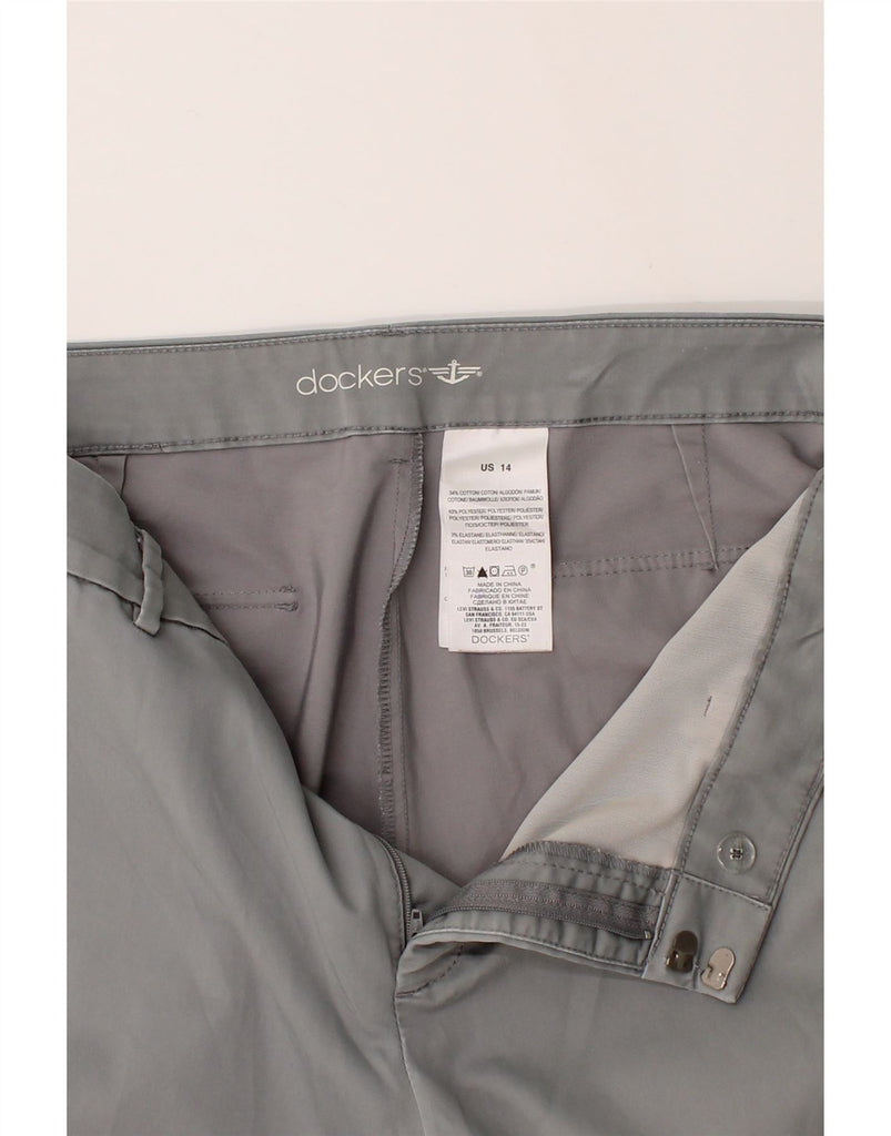 DOCKERS Womens Straight Capri Trousers US 14 XL W36 L20 Grey Cotton Vintage Dockers and Second-Hand Dockers from Messina Hembry 