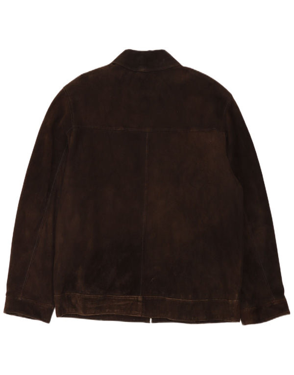 Vintage Mens Suede Bomber Jacket UK 40 Large Brown Leather