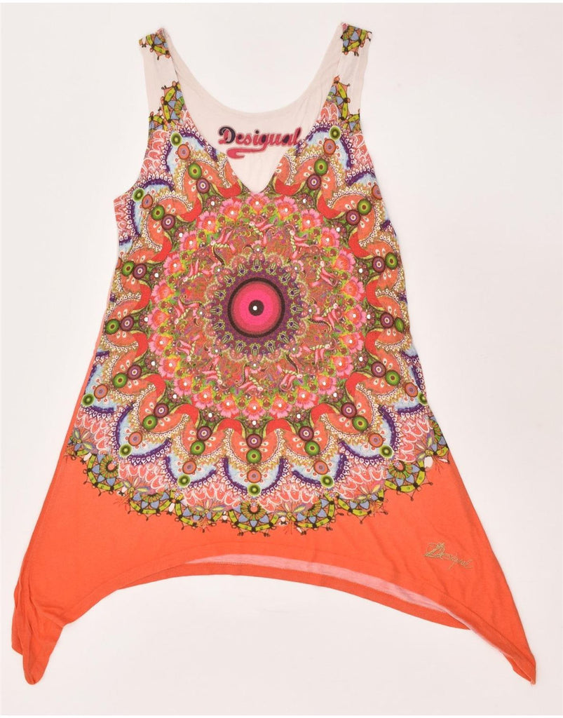 DESIGUAL Womens Sleeveless Tunic Top UK 12 Medium Orange Patchwork | Vintage Desigual | Thrift | Second-Hand Desigual | Used Clothing | Messina Hembry 