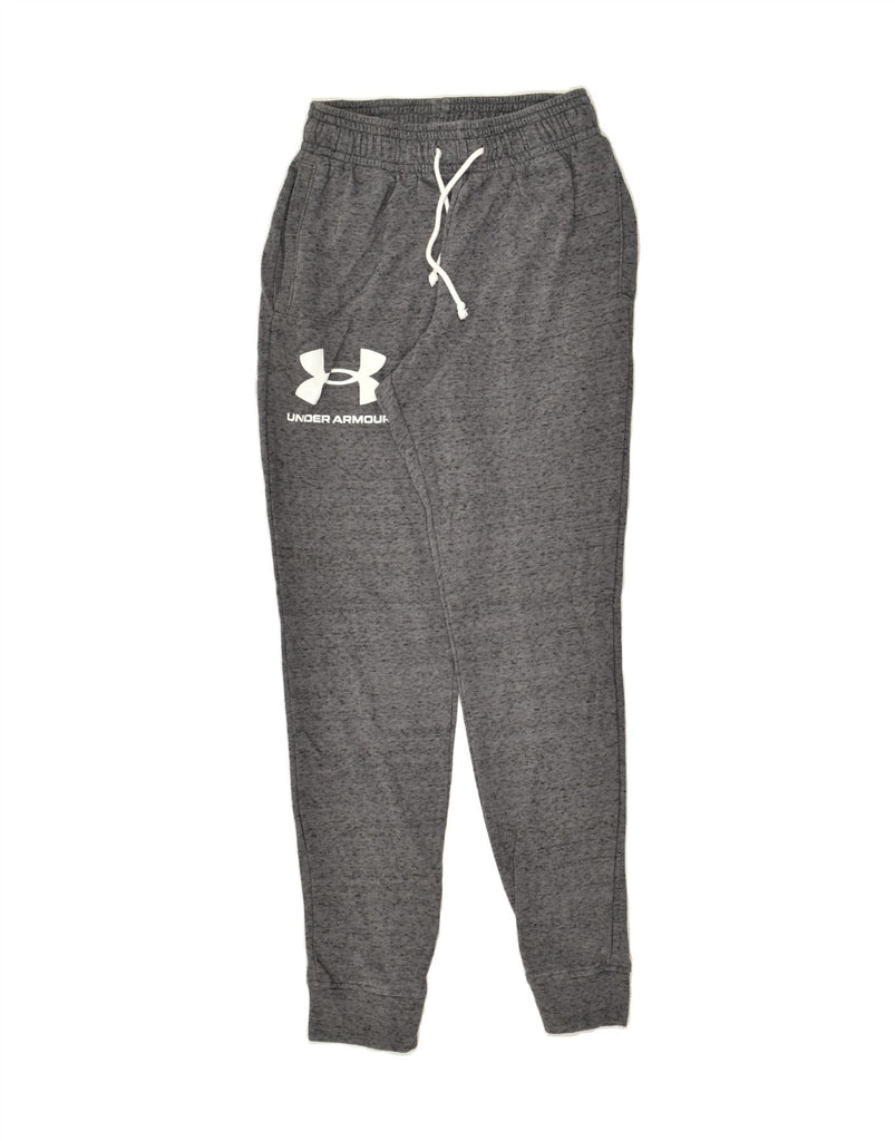 UNDER ARMOUR Womens Graphic Tracksuit Trousers Joggers UK 8 Small Grey | Vintage Under Armour | Thrift | Second-Hand Under Armour | Used Clothing | Messina Hembry 