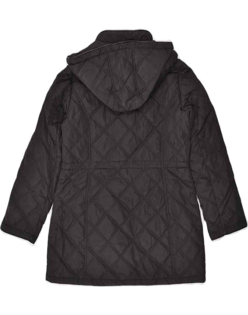 DKNY Womens Hooded Quilted Jacket UK 14 Medium Black Polyester | Vintage Dkny | Thrift | Second-Hand Dkny | Used Clothing | Messina Hembry 