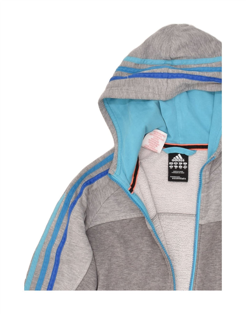ADIDAS Boys Zip Hoodie Sweater 7-8 Years Grey Colourblock Cotton | Vintage Adidas | Thrift | Second-Hand Adidas | Used Clothing | Messina Hembry 