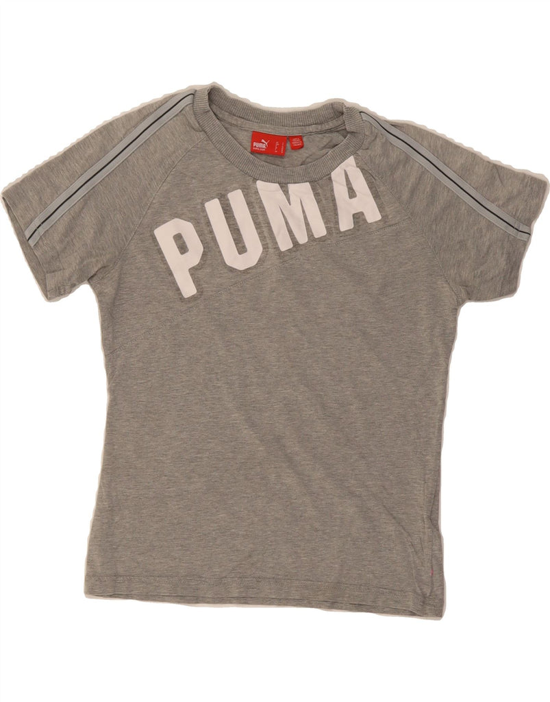 PUMA Womens Crop Graphic T-Shirt Top UK 10 Small Grey Vintage Puma and Second-Hand Puma from Messina Hembry 