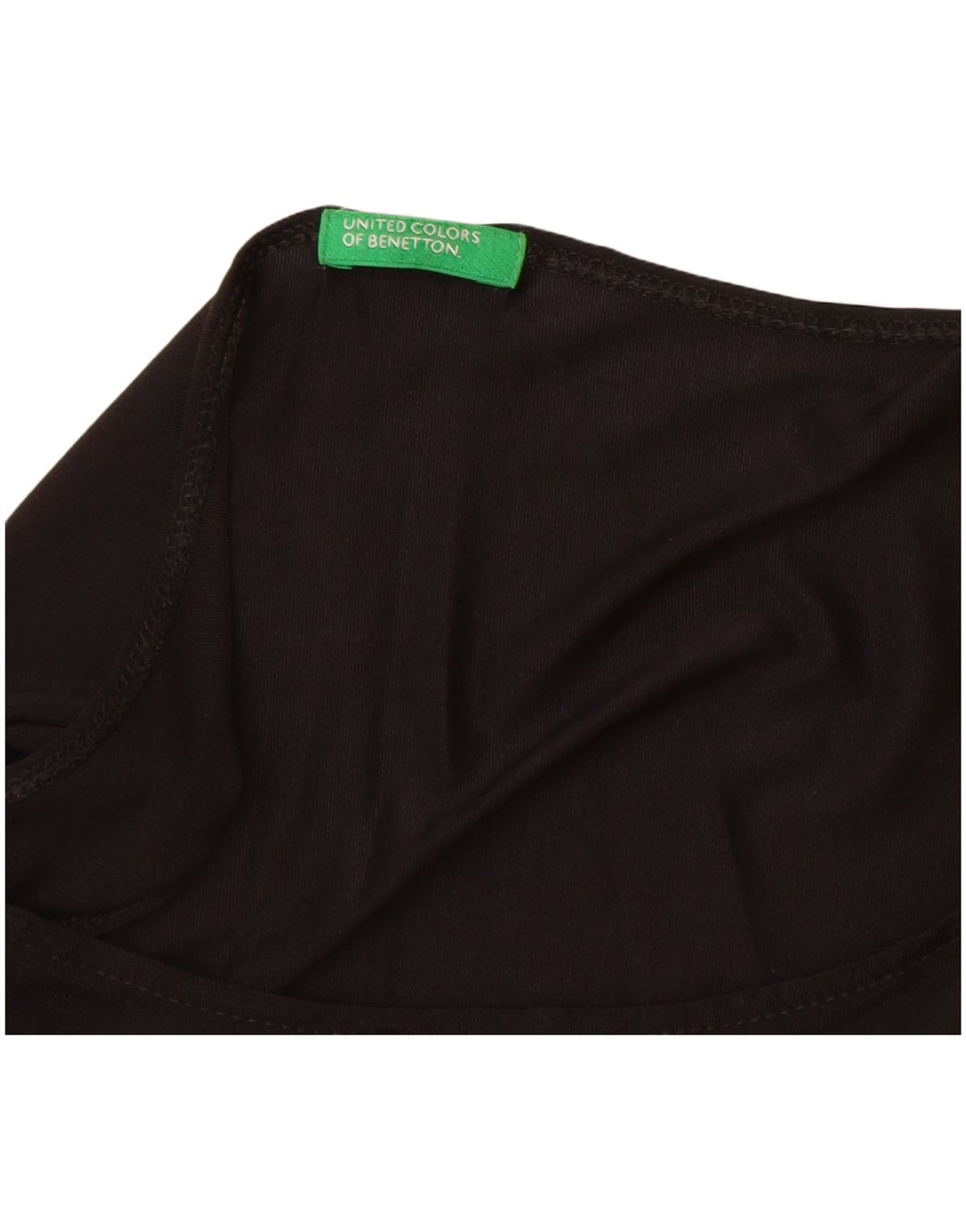Benetton Womens Sleeveless Blouse Top UK 14 Medium Black Polyamide