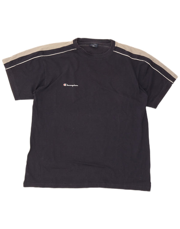 Champion Mens T-Shirt Top 2XL Navy Blue Colourblock
