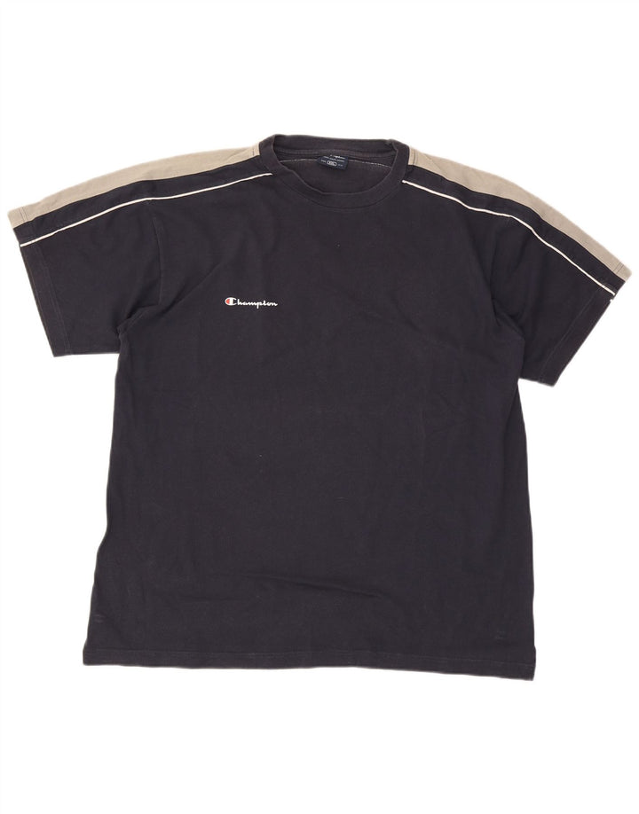 Champion Mens T-Shirt Top 2XL Navy Blue Colourblock