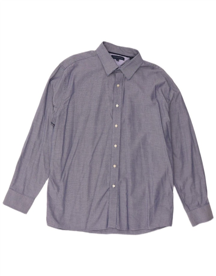 Tommy Hilfiger Mens Shirt Size 17 1/2 XL Blue Spotted Cotton