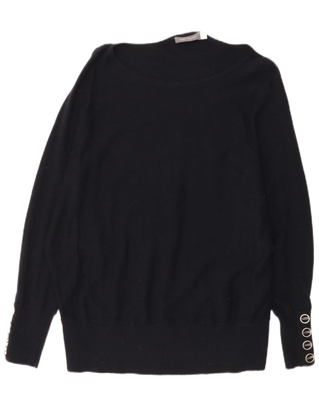 MINT VELVET Womens Oversized Boat Neck Jumper Sweater UK 14 Medium Black