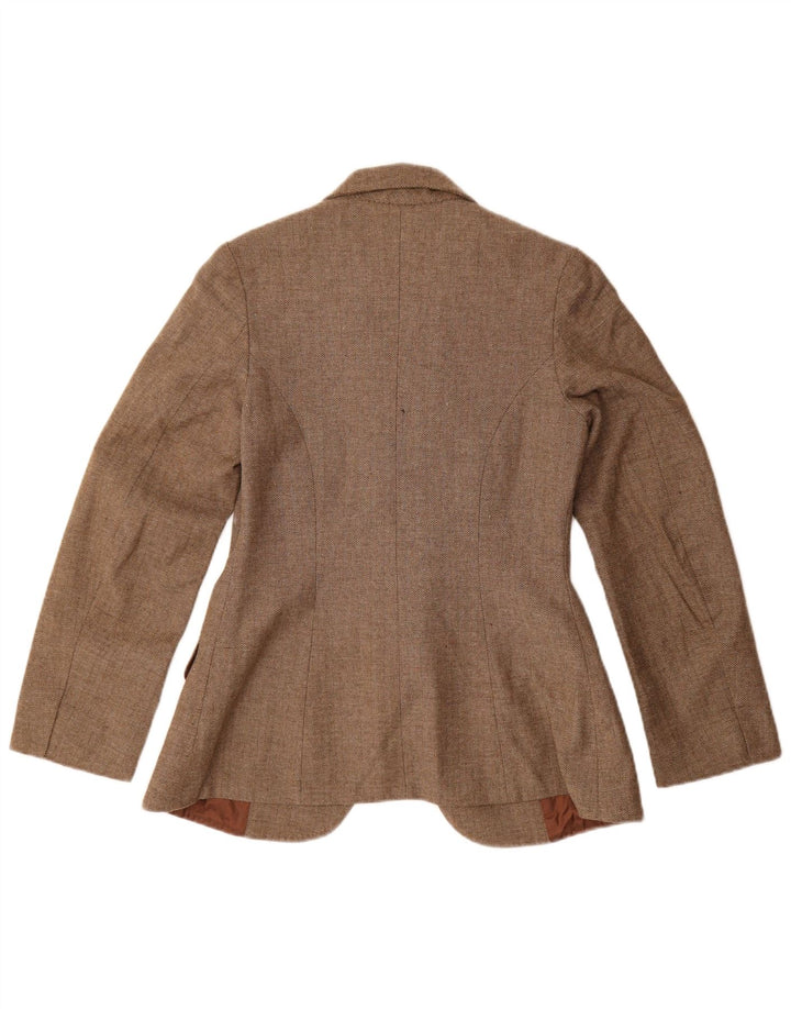 Vintage Womens Open Blazer Jacket UK 8 Small Brown