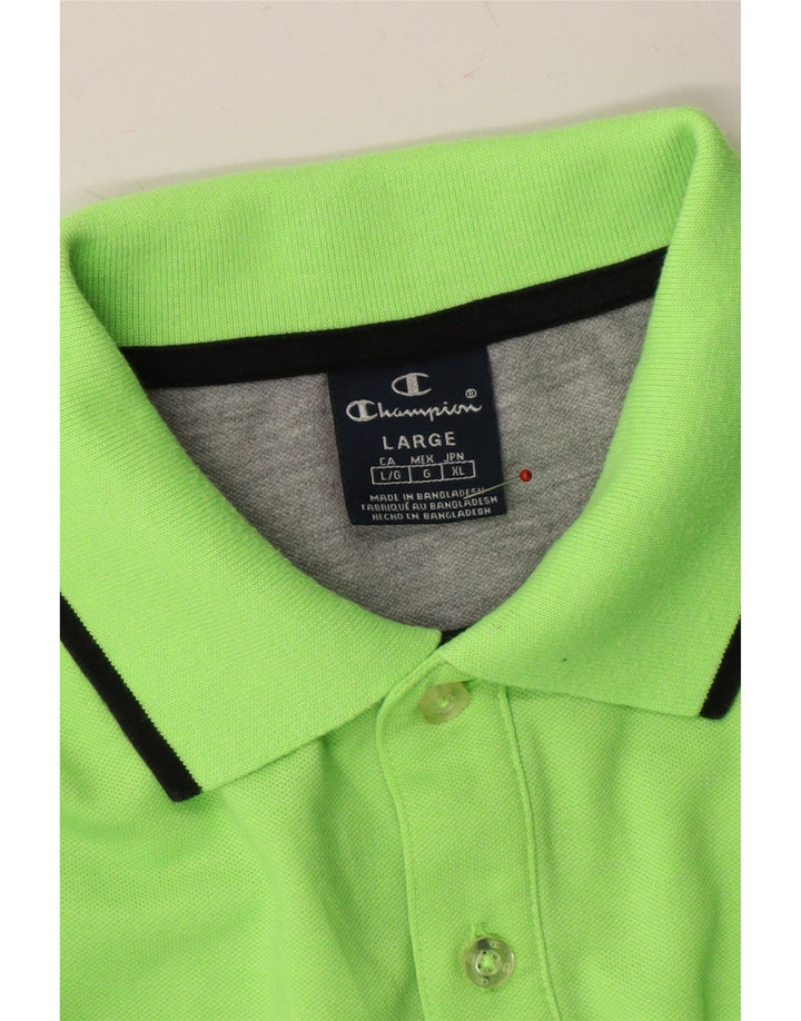 CHAMPION Mens Polo Shirt Large Green Polyester Vintage Champion and Second-Hand Champion from Messina Hembry 