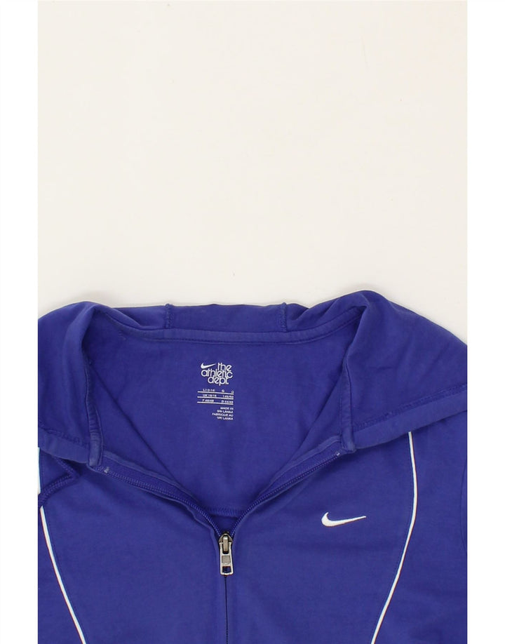 NIKE Womens Zip Hoodie Sweater UK 16/18 Large Blue Cotton Vintage Nike and Second-Hand Nike from Messina Hembry 