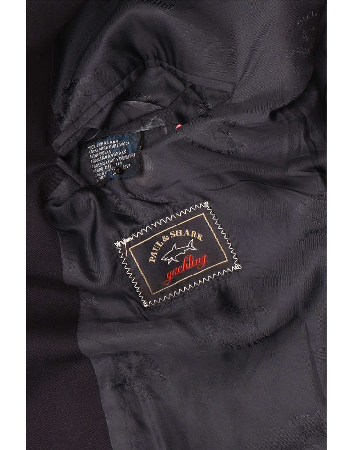 Paul & Shark Mens Double Breasted Blazer Jacket UK 36 Small Navy Blue Wool