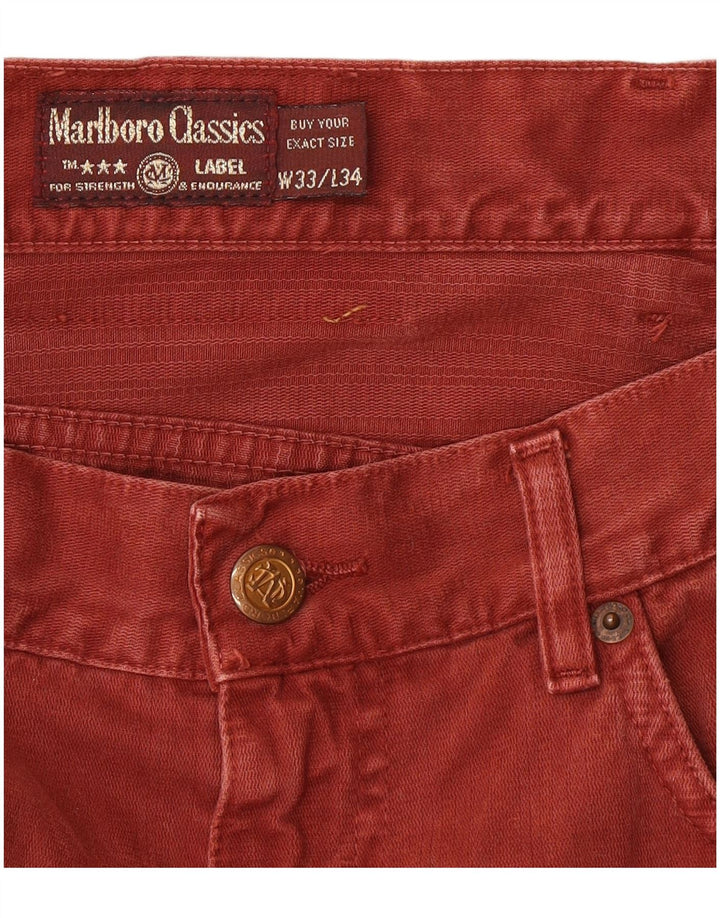 Marlboro Classics Mens Straight Jeans W33 L34 Red Cotton