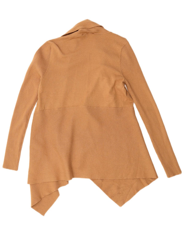 Zara Womens Asymmetric Open Cardigan Sweater UK 10 Small Brown Viscose