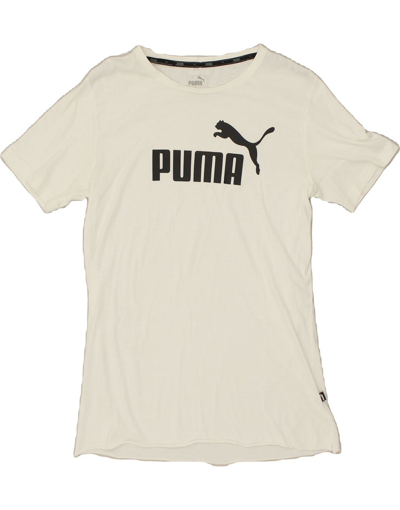 PUMA Mens Graphic T-Shirt Top Small White | Vintage Puma | Thrift | Second-Hand Puma | Used Clothing | Messina Hembry 