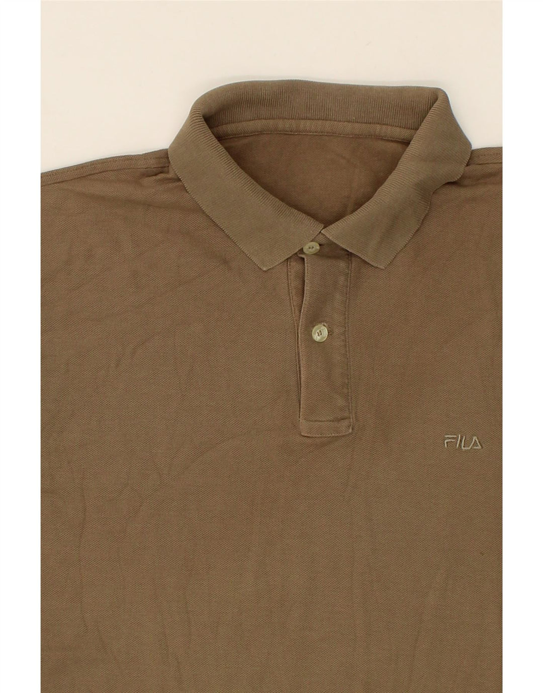 FILA Mens Polo Shirt Medium Khaki Cotton Vintage Fila and Second-Hand Fila from Messina Hembry 