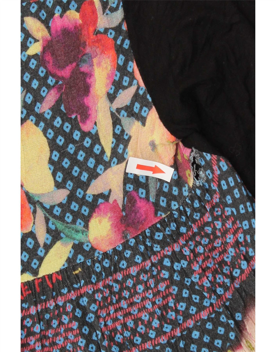 Desigual Womens Abstract Pattern Top 3/4 Sleeve UK 10 Small Black Viscose