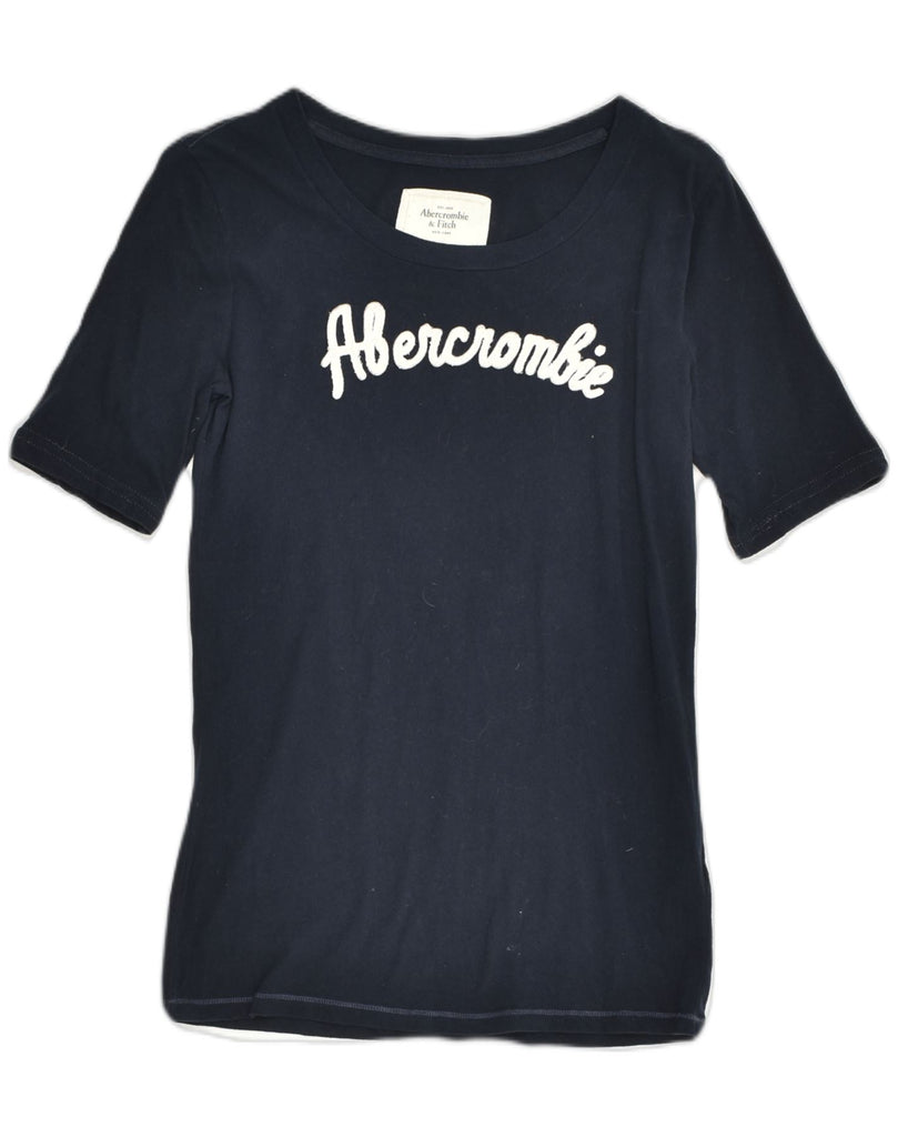 ABERCROMBIE & FITCH Womens Graphic T-Shirt Top UK 12 Medium Navy Blue | Vintage Abercrombie & Fitch | Thrift | Second-Hand Abercrombie & Fitch | Used Clothing | Messina Hembry 