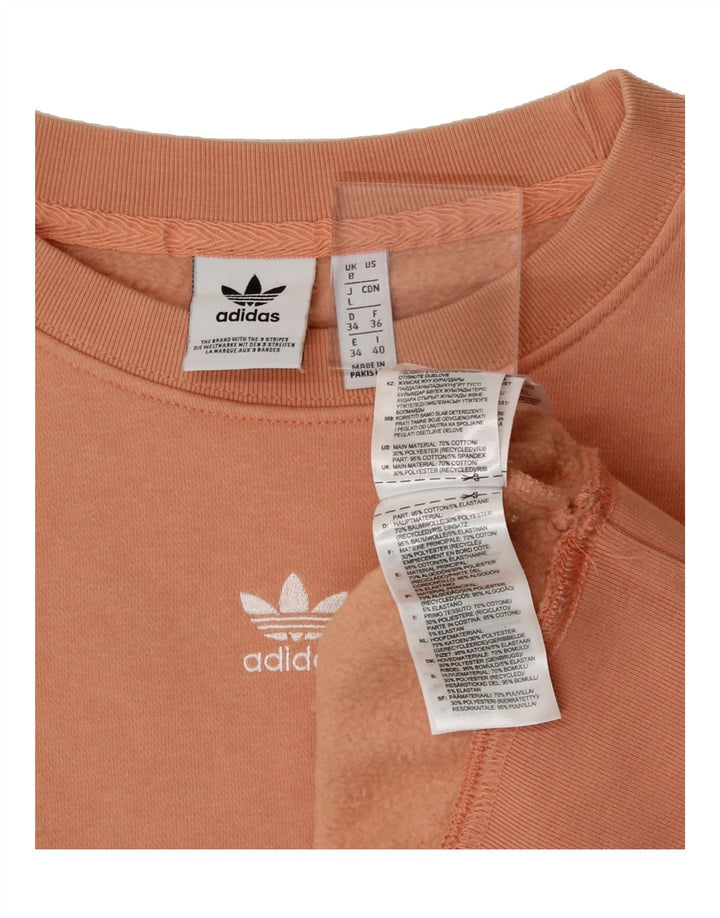 ADIDAS Womens Oversized Crop Sweatshirt Jumper UK 8 Small Orange Cotton Vintage Adidas and Second-Hand Adidas from Messina Hembry 