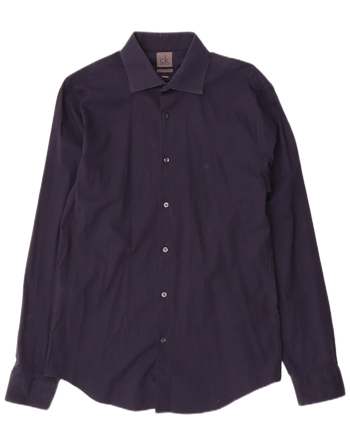 Calvin Klein Mens Slim Fit Shirt Size 40 15 3/4 Medium Navy Blue