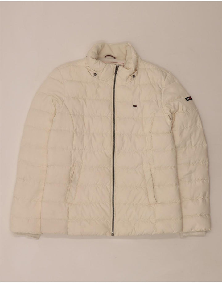 Tommy Hilfiger Mens Padded Jacket UK 36 Small Off White Polyester