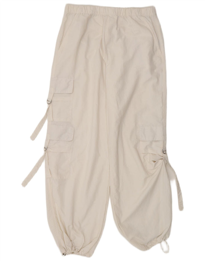 Zara Womens Joggers Cargo Trousers Small W28 L30 White Polyamide