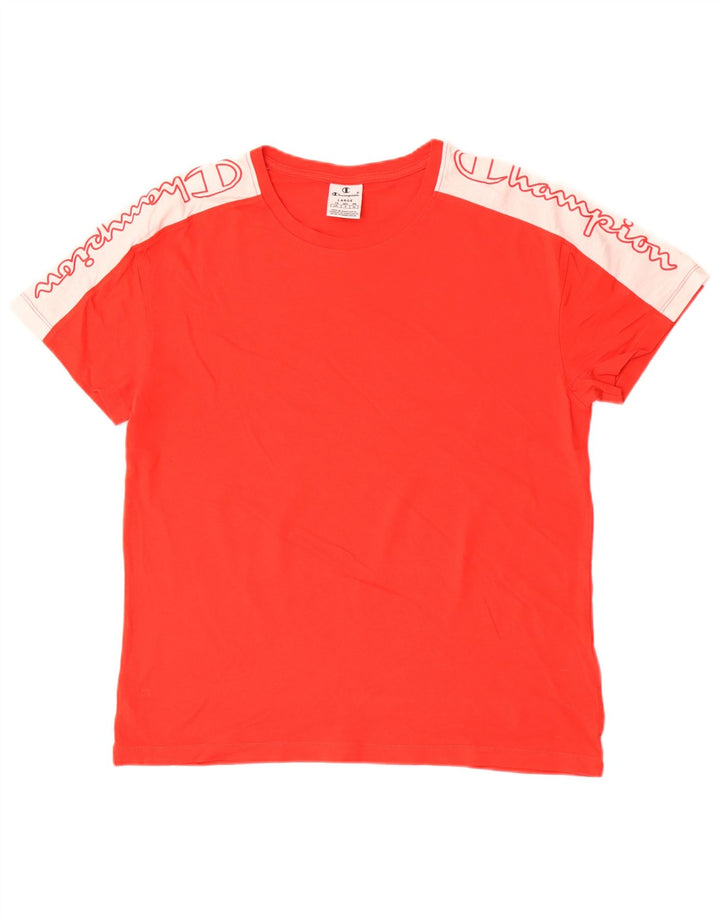 Champion Mens Graphic T-Shirt Top Large Red Colourblock