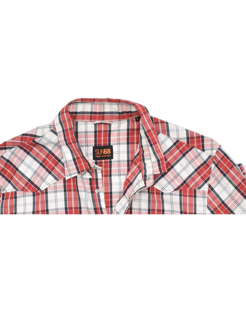 SUN68 Mens Slim Fit Shirt Large Red Check Cotton | Vintage | Thrift | Second-Hand | Used Clothing | Messina Hembry 