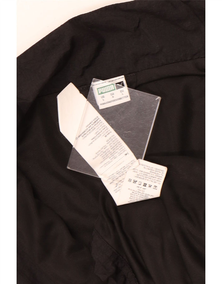 PUMA Womens Crop Graphic Oversized Tracksuit Top Jacket UK 16 Large Black