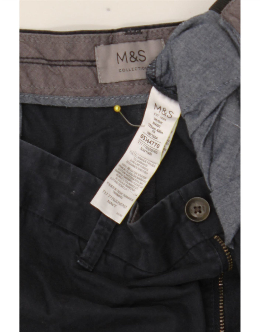Marks & Spencer Mens Chino Shorts W48 4XL Navy Blue Cotton
