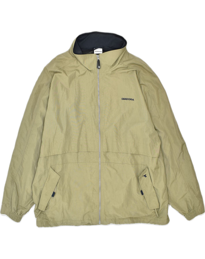 DIADORA Mens Rain Jacket UK 42 XL Beige Polyamide | Vintage Diadora | Thrift | Second-Hand Diadora | Used Clothing | Messina Hembry 