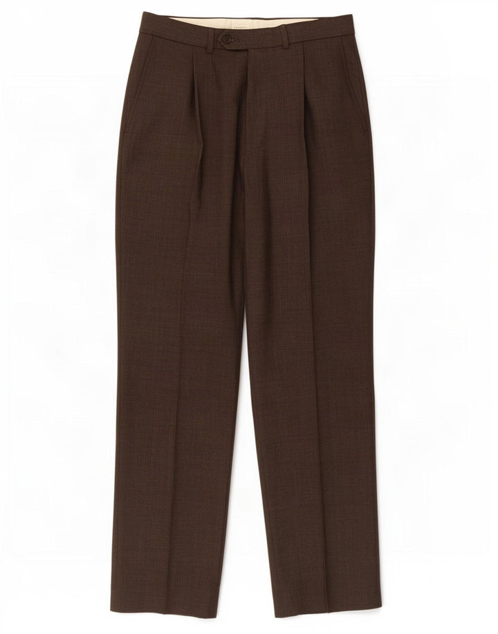 Marks & Spencer Mens Pegged Suit Trousers W32 L31 Brown Polyester