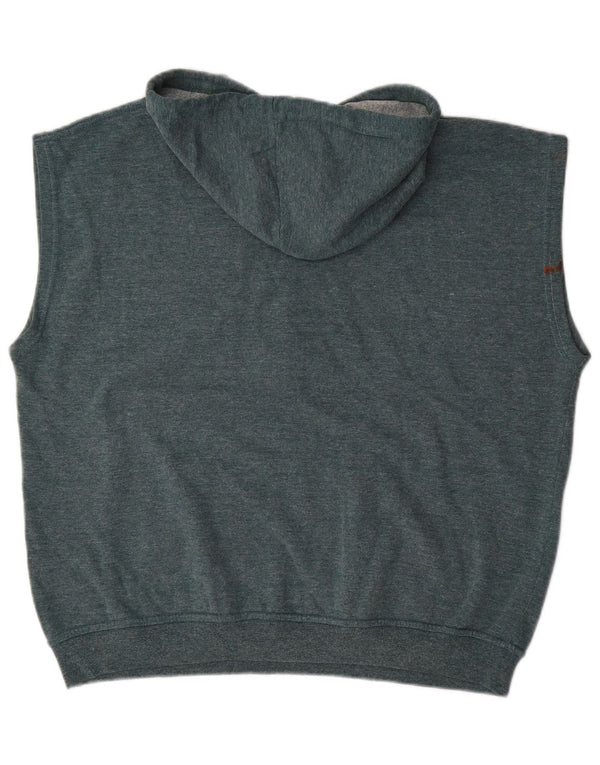 DIADORA Mens Sleeveless Hoodie Jumper Large Blue Cotton