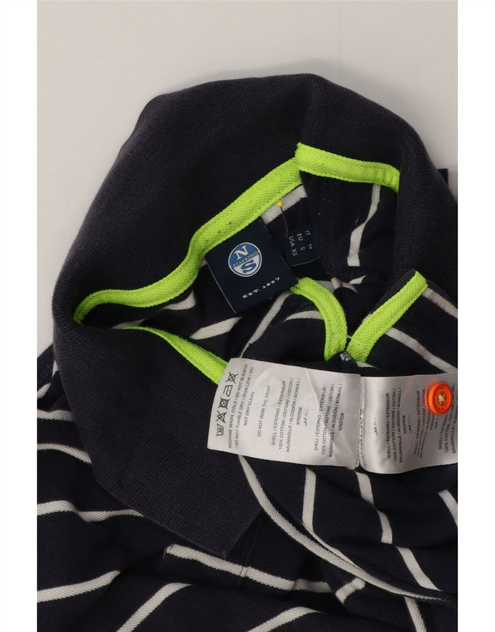 North Sails Mens Polo Shirt Small Navy Blue Striped Cotton