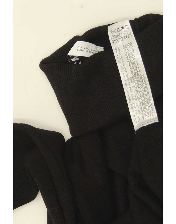 Zara Womens Roll Neck Jumper Sweater UK 10 Small Black Viscose