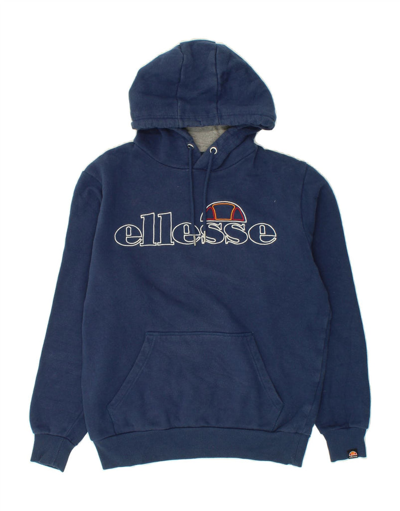 ELLESSE Mens Graphic Hoodie Jumper Medium Navy Blue Cotton | Vintage Ellesse | Thrift | Second-Hand Ellesse | Used Clothing | Messina Hembry 