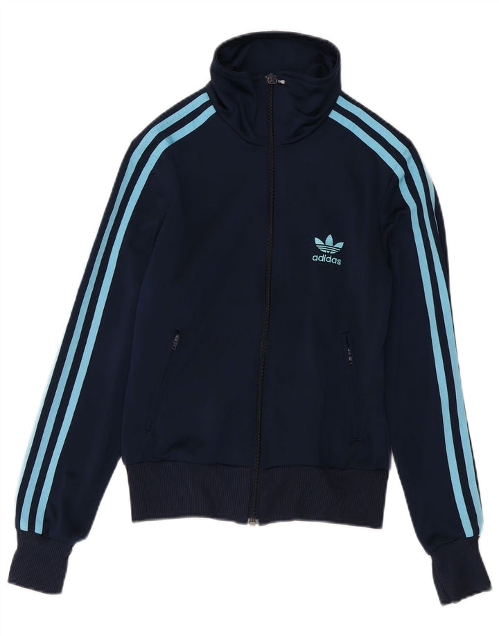 Adidas Womens Tracksuit Top Jacket EU 34 XS Navy Blue