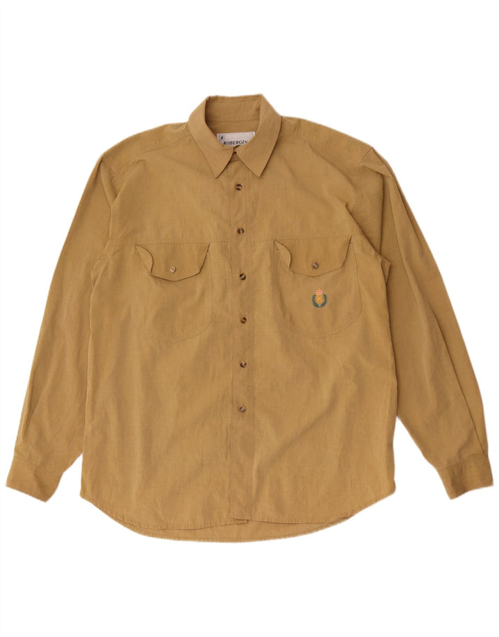 Vintage Mens Shirt Large Brown