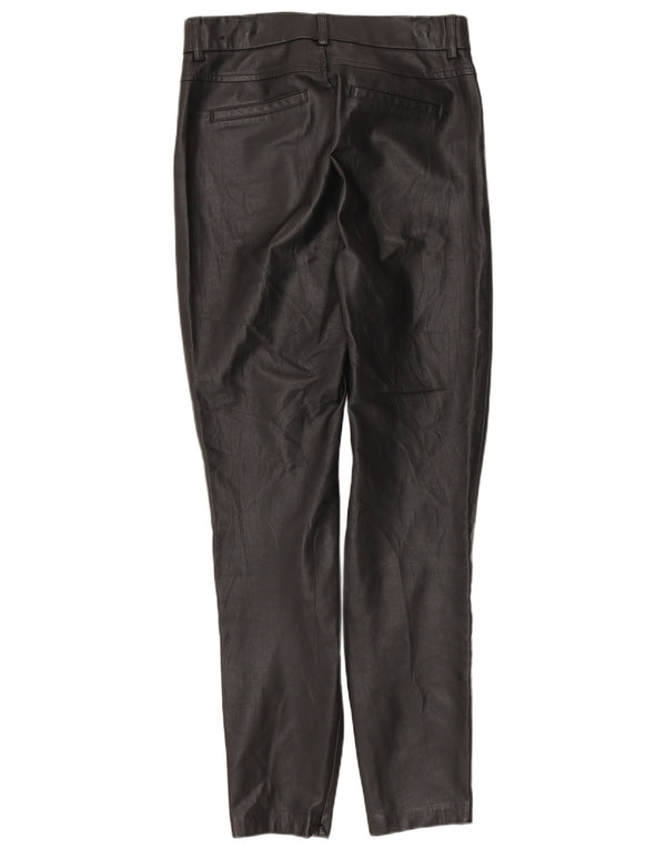 Zara Womens Slim Faux Leather Trousers Small W26 L27 Black